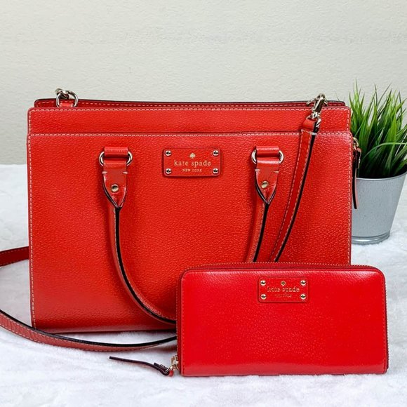 KATE SPADE | Leather Satchel + Matching Wallet
